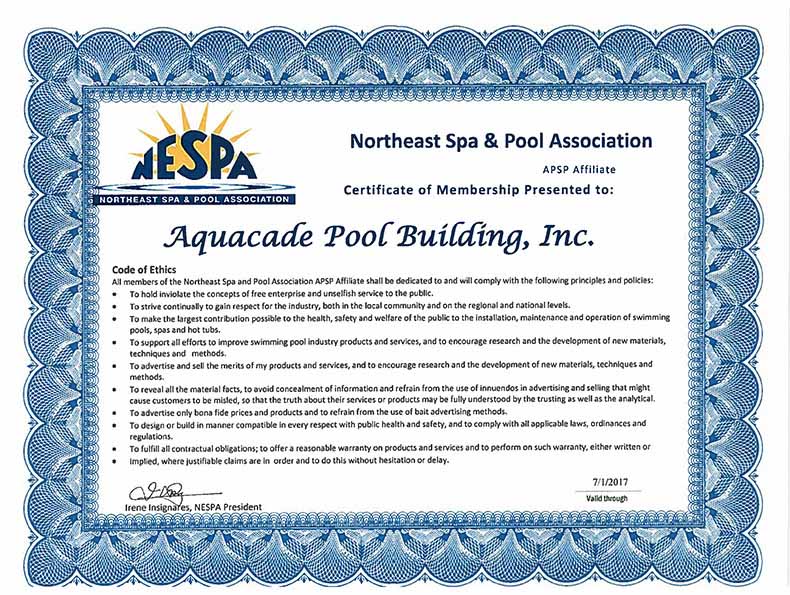 Northeast Spa & Pool Association Aquacade Pools